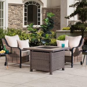Details about   Mosaic Fire Pit Table Black and White Ceramic with Grill Outdoor Garden Firepit 