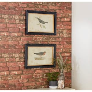 Black Wood Farmhouse Cottage Birds Framed Wall Art (Set of 2)