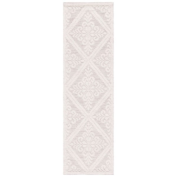 SAFAVIEH Vermont 2 ft. x 8 ft. Ivory/Red Diamond Ornate Runner Rug ...