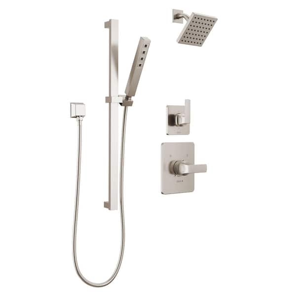 Velum 2-Spray Dual Wall Mount Fixed and Handheld Shower Head 1.75 GPM in Stainless