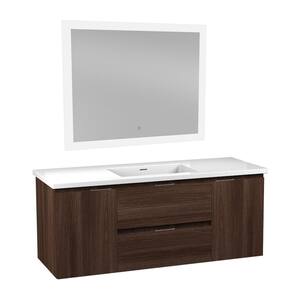 48 in. W x 18 in. D x 20 in. H Single Sink Bath Vanity in Brown with White Vanity Top and Mirror