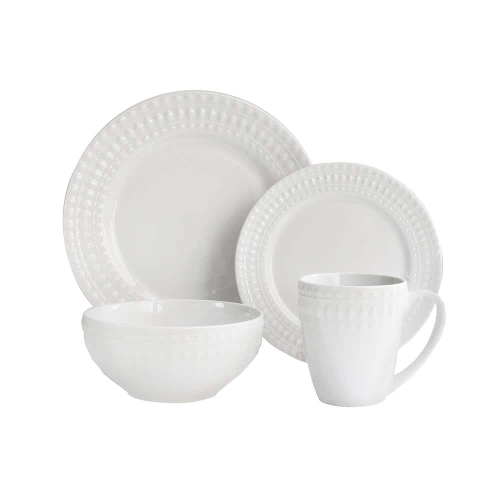 Elle Decor 16-Piece Solid White Porcelain Dinnerware Set (Service for 4)  6828-16-rb - The Home Depot