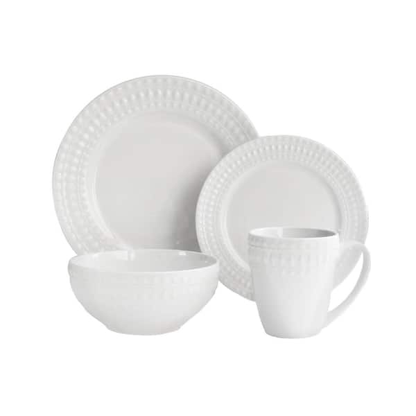 Elle Decor 16-Piece Solid White Porcelain Dinnerware Set (Service for 4)