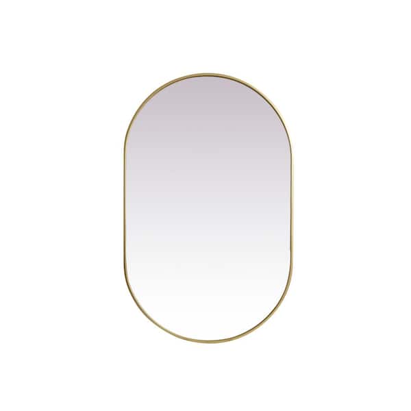Unbranded Timeless Home 30 in. W x 48 in. H x Modern Metal Framed Oval Brass Mirror