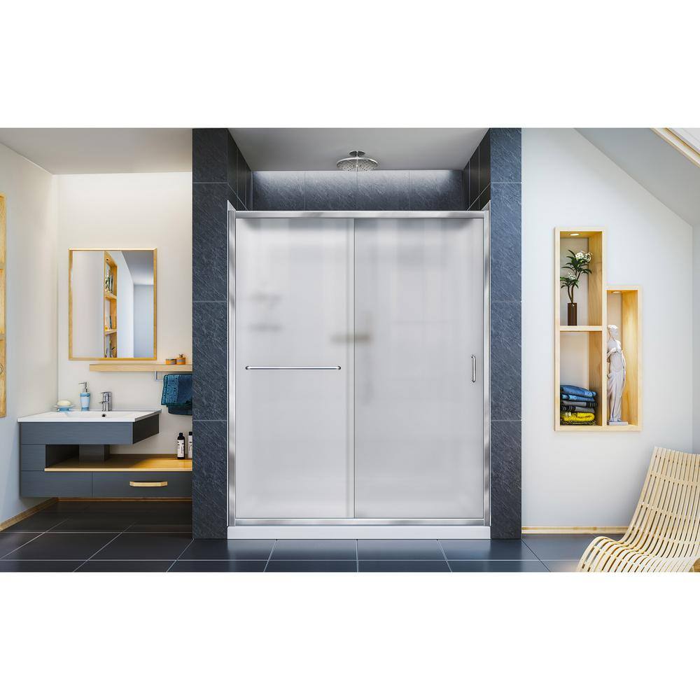 Infinity-Z 60" x 76.75" Frosted Glass Frameless Sliding Shower Kit