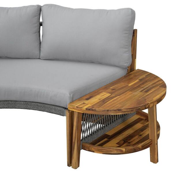 Brunswick Teak 5 - Person Patio Conversation Sets With Cushions Frame Color/Finish: Brown, Cushion Color: Off White