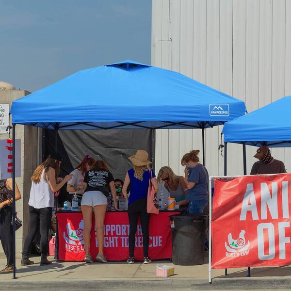 10 ft. x 10 ft. Sky Blue Waterproof Pop-Up Canopy Tent with 3