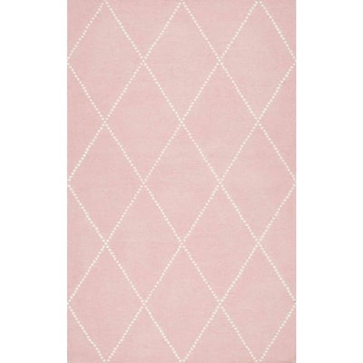 Nuloom Elvia Mid Century Modern, Baby Pink Dotted Diamond Trellis Nursery Area Rug