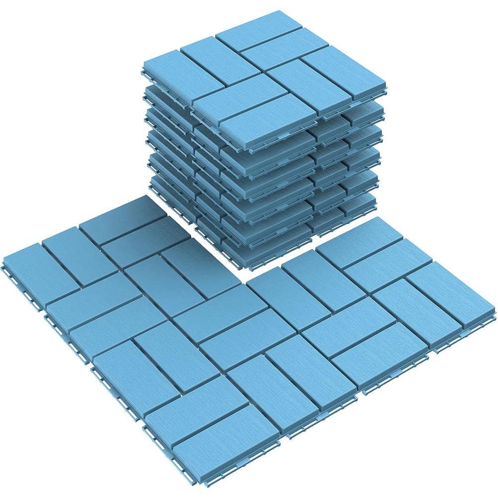 12 ft. x 12 ft. Plastic Interlocking Deck Tiles Waterproof in Blue (9 Per Pack) price history on PriceWatchPro