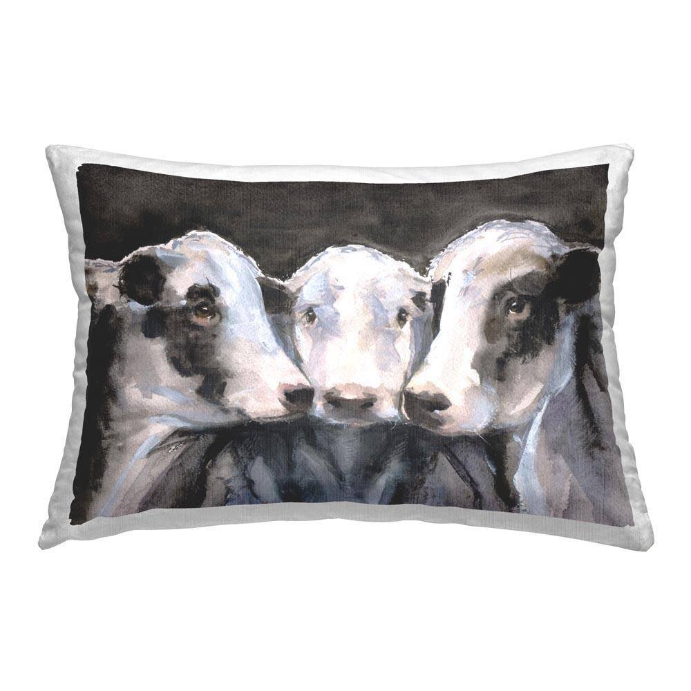 Cow Trio Portrait Black Print Polyester 14 in. x 20 in. Throw Pillow price history on PriceWatchPro