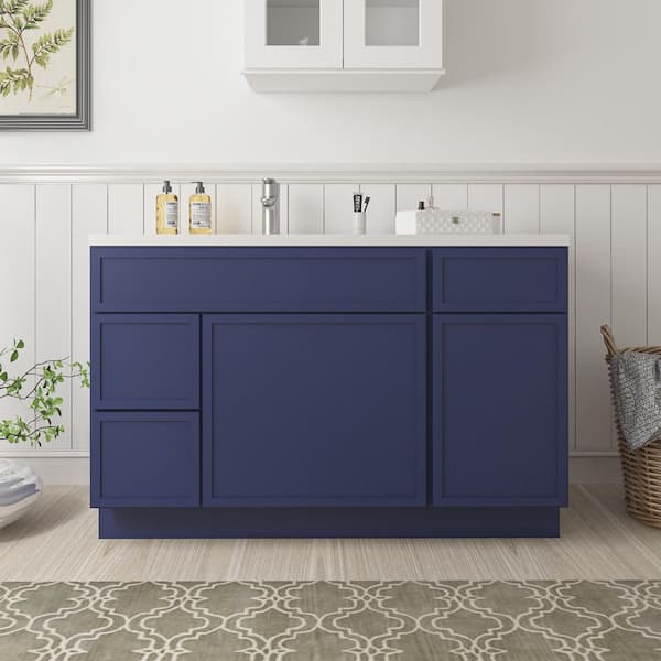 51 in. W x 21 in. D x 32.5 in. H Bath Vanity Cabinet without Top in Blue (Unassembled)