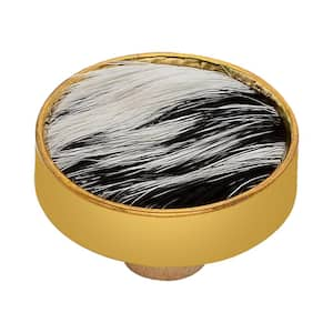 Faux Fur 1-3/5 in. Black and White Cabinet Knob