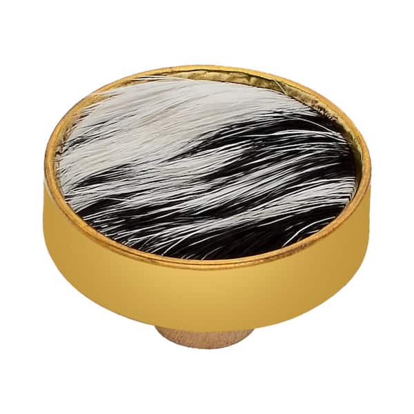 Faux Fur 1-3/5 in. Black and White Cabinet Knob