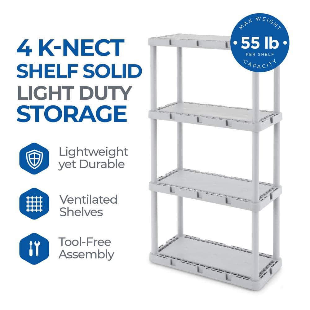 24'' High Resin 4-Tier Light Duty Multi-Purpose Shelving Unit