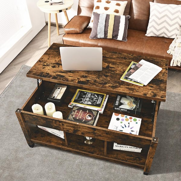 Costway 41 in. Coffee Rectangle Wood Coffee Table with Lift