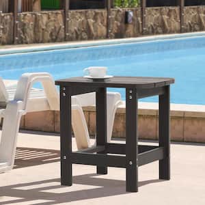 Coffee Plastic Outdoor Side Table, Patio Adirondack Square End Table, Weather Resistant