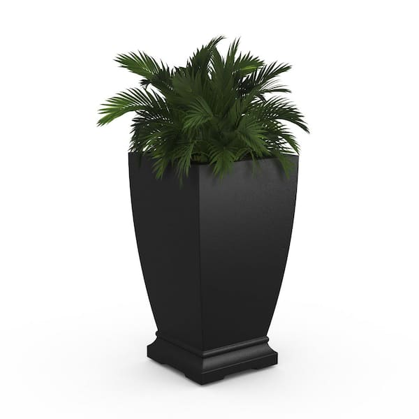 Acadia 28 in. Tall Self-Watering Black Polyethylene Planter