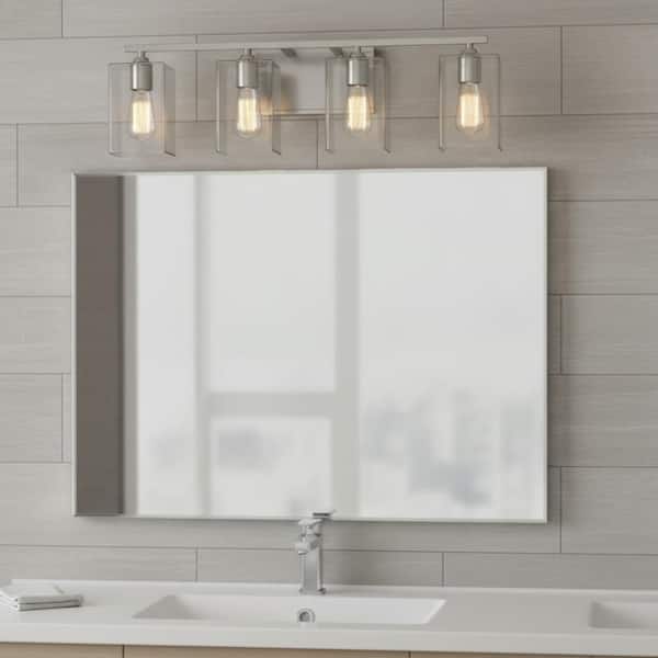 6 in. Clear Glass Square Shade for Wall Sconces, Vanity Lights, Pendant Lights with Fitter Width 1 in. Neckless Fitter