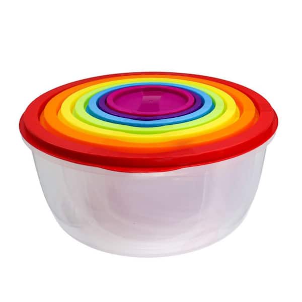 7-Piece Plastic Nesting Mixing Bowl Set with Airtight Lids Microwave Safe for Packing Serving Salads Cookies