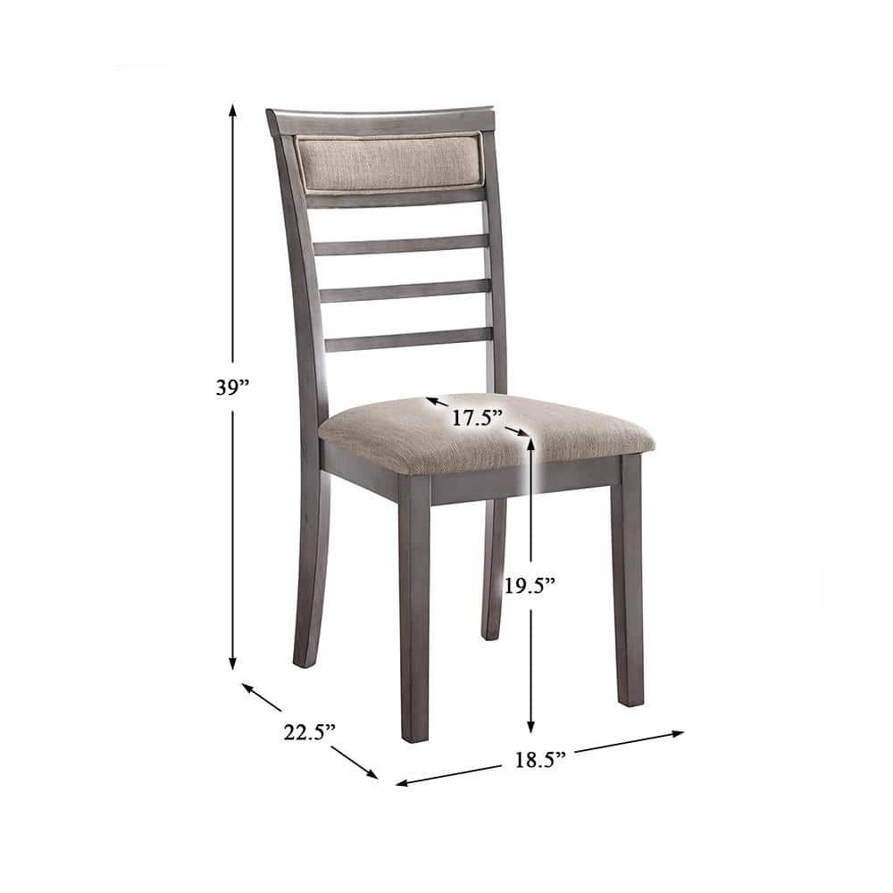 Lovell Gray Oak Veneer 5-Piece Dining Set with Padded Chairs