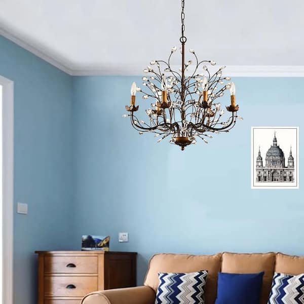 Jojospring Silvia 6Light Antique Bronze Crystal and Iron Chandelier