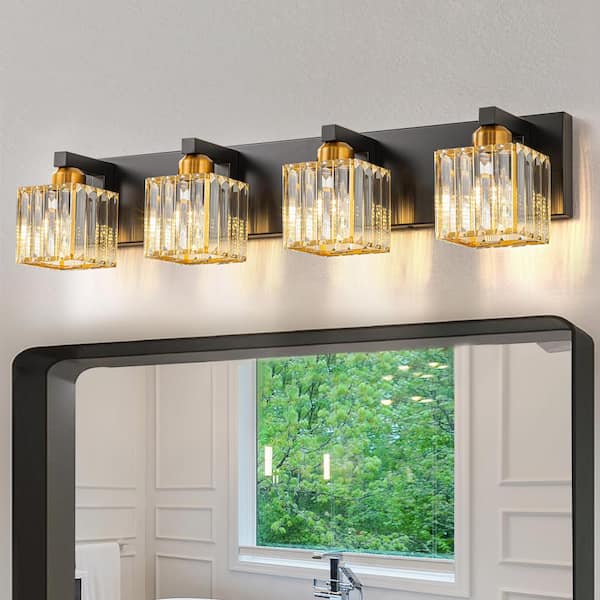 EDISLIVE Orillia 27.5 in. 4-Light Black & Gold Bathroom Vanity Light ...