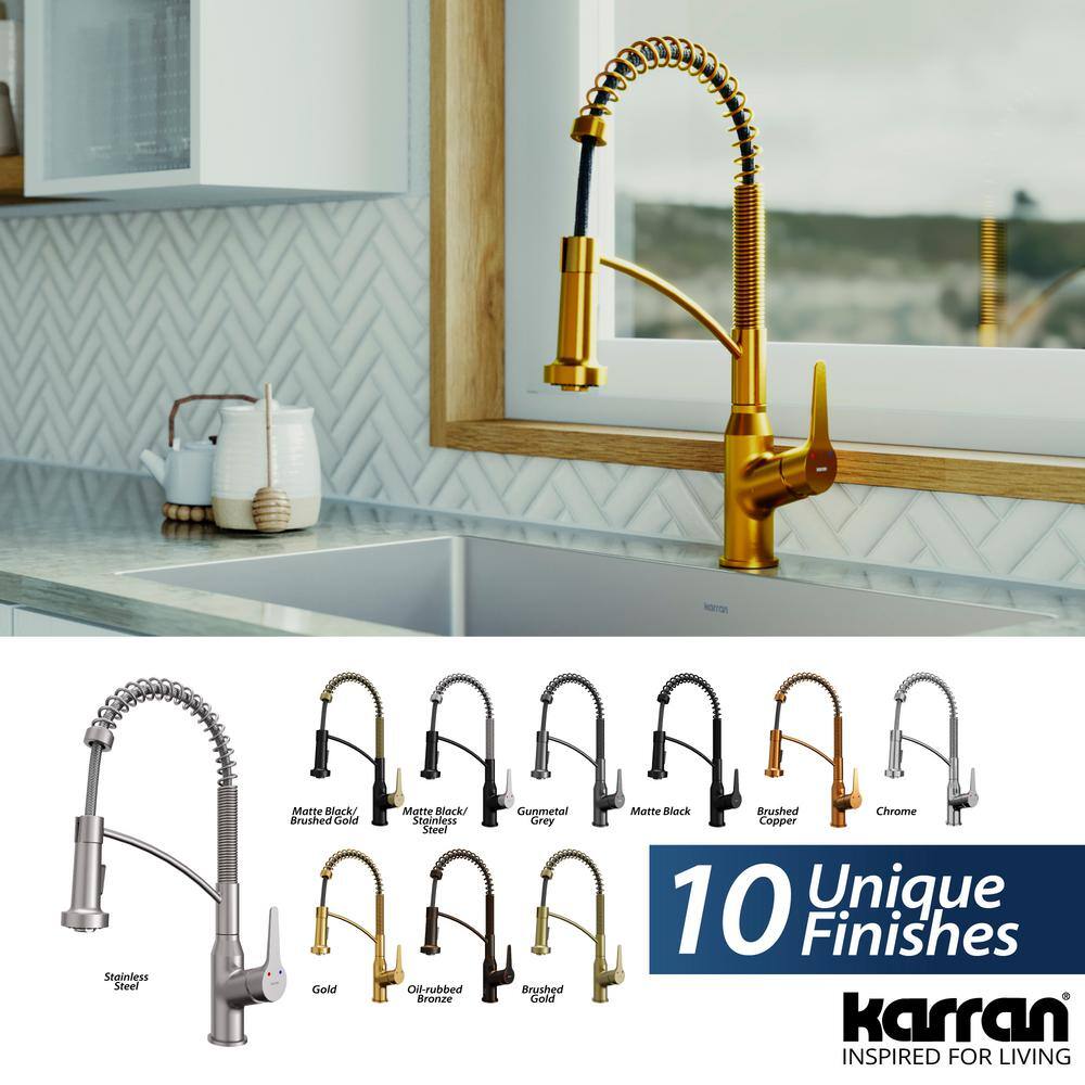 Gold Brass Single Handle Pull-Down Sprayer Kitchen Faucet