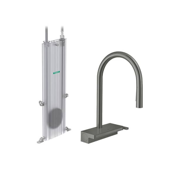 Hansgrohe Aquno Select Single-Handle Pull Down Sprayer Kitchen Faucet with QuickClean in Brushed Black Chrome