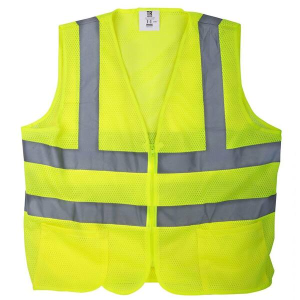 TR Industrial XL Yellow Mesh High Visibility Reflective Class 2 Safety Vest (5-Pack)