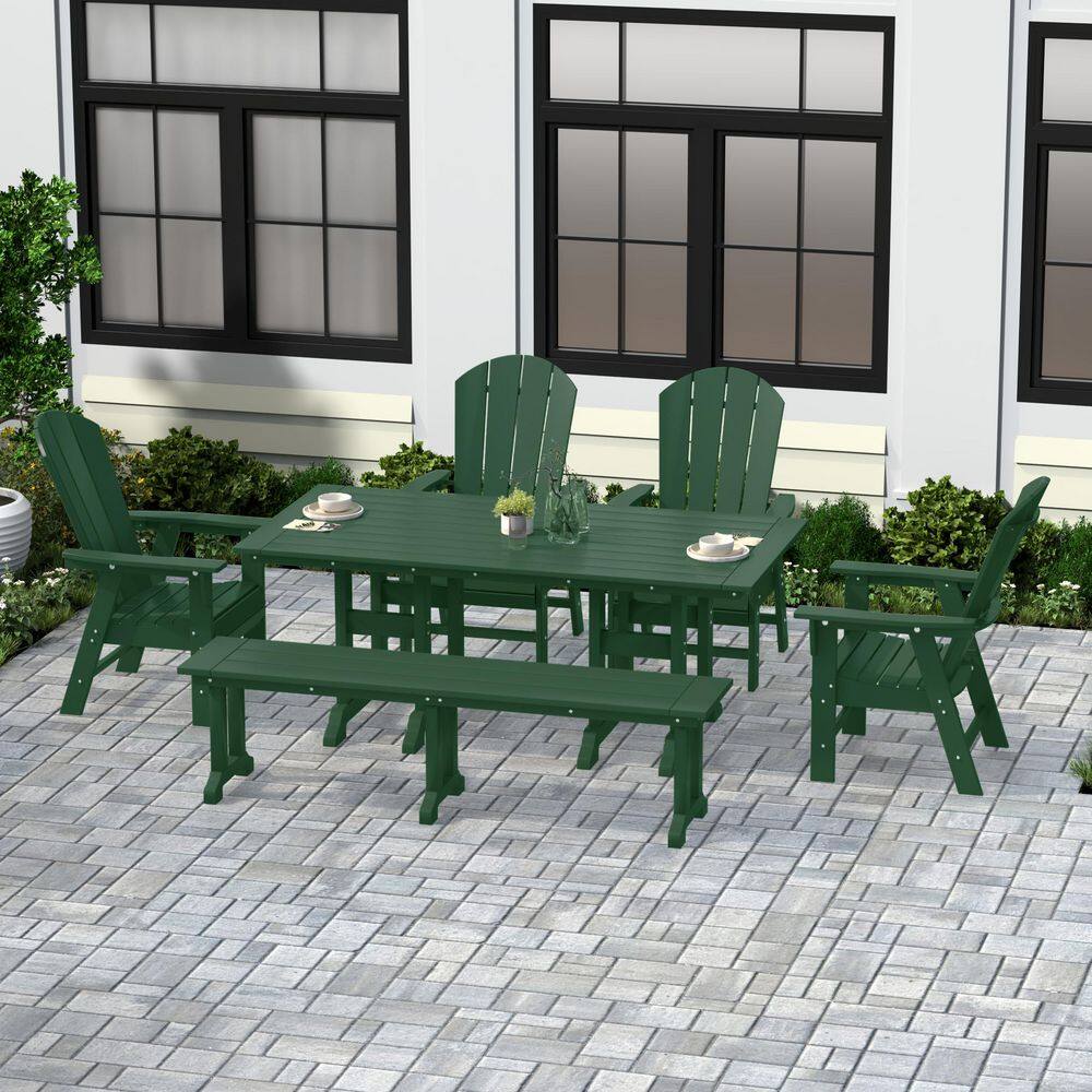 Laguna Dark Green 6-Piece HDPE Plastic Outdoor Dinning Set with Bench price history on PriceWatchPro