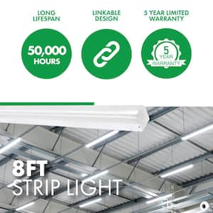 8 ft. 200/300/500-Watt Equivalent Integrated LED White Strip Light Fixture 3500K/4000K/5000K