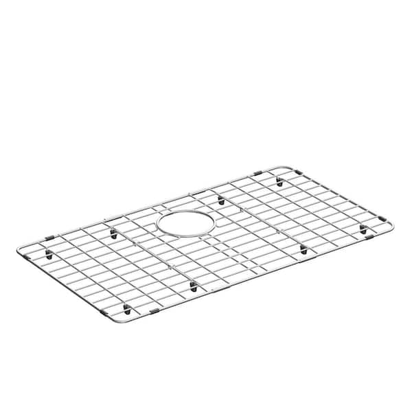 28.75 in. L x 15.75 in. W Sink Bottom Grid Stainless Steel Large Kitchen Sink Protector Rack with Rear Drain Hole