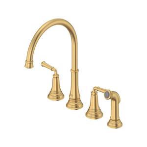 Delancey Double Handle Standard Kitchen Faucet with Side Sprayer in Brushed Cool Sunrise