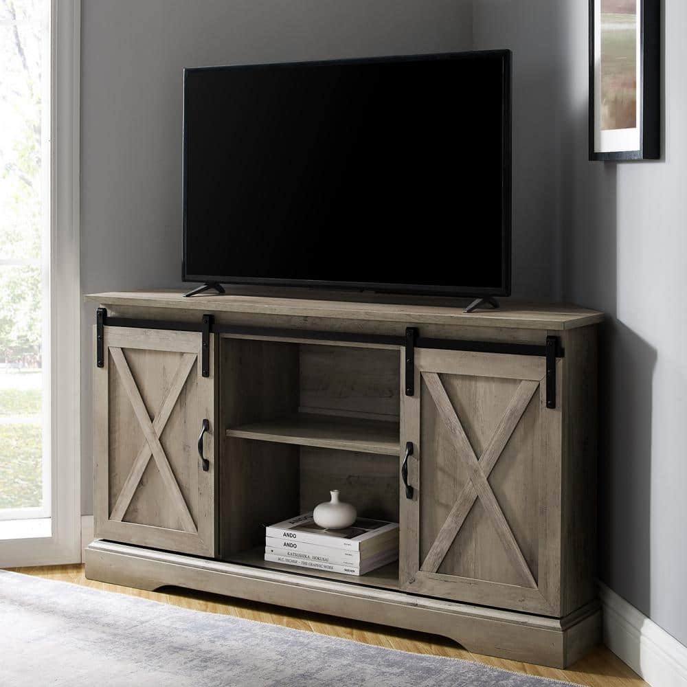 58" Farmhouse Sliding Barn Door TV Stand for TVs up to 60" Television Stand