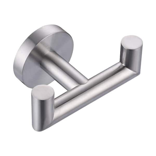 IVIGA Stainless Steel Wall Mounted J-Hook Double Robe/Towel Hook in Brushed Nickel