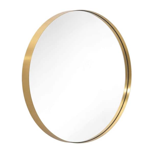 ANDY STAR 30 in. W x 1 in. H Round Mirror with Stainless Steel Gold Metal Frame