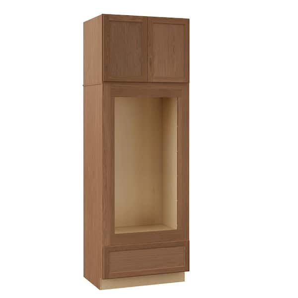 Sinclair 33 in. W x 24 in. D x 96 in. H Assembled Double Oven Cabinet in Shaker Saddle Oak