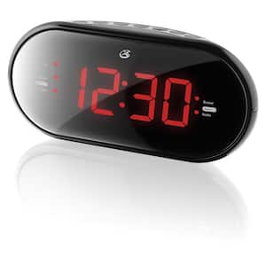 Dual Alarm Clock Radio with Large LED Display, Black