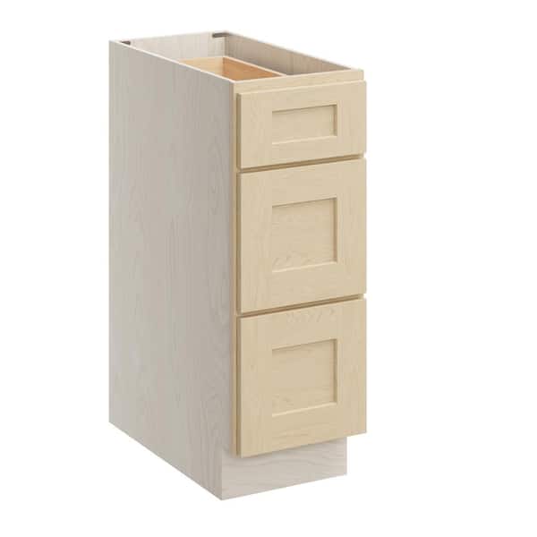 12 in. W x 24 in. D x 34.5 in. H Plywood Ready to Assemble Floor Base Kitchen Cabinet in Versa Shaker with 3 Drawers