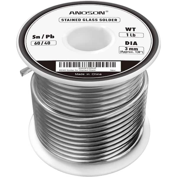 Ahfiwaso 60/40 Solder for Stained Glass) 1/8 in. (3 mm) Dia-1 lb. Spool for Copper Foil