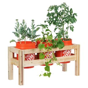 3-Bucket Natural Wood Cedar Rectangle Elevated Garden Raised Bed Frame (43 in. L x 16 in. W x 20 in. H)