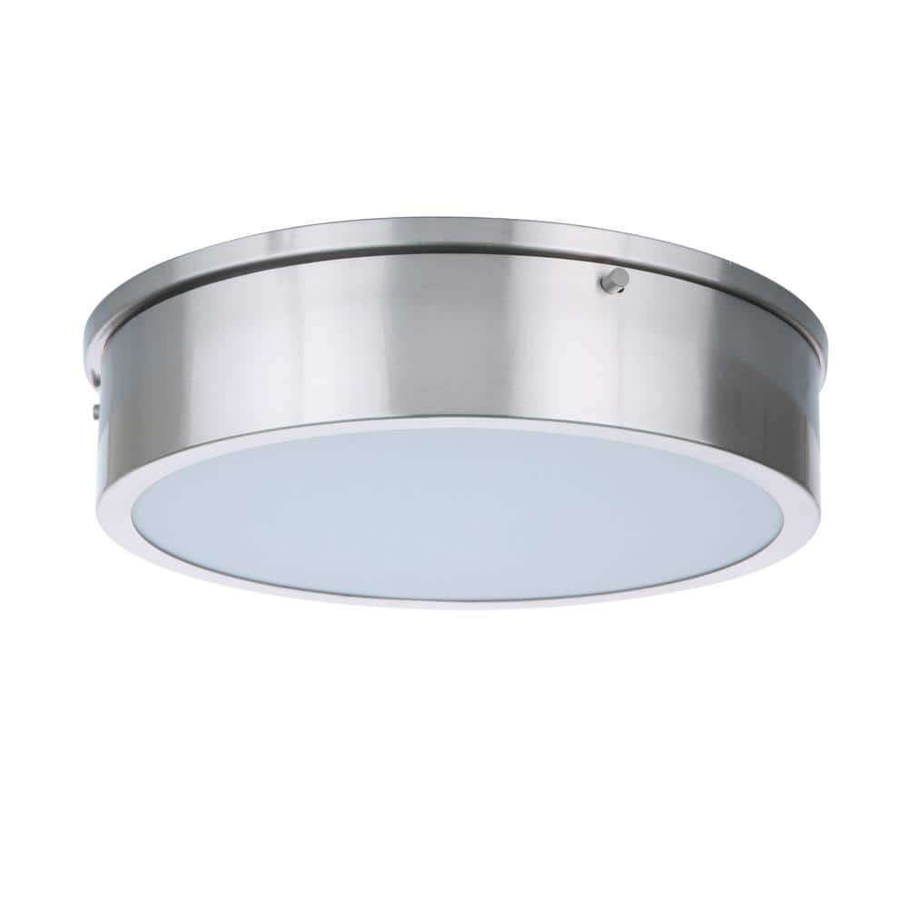 Fenn 13 in. 1-Light Brushed Polished Nickel Finish Integrated LED Flush Mount Ceiling Light with White Acrylic Shade price history on PriceWatchPro