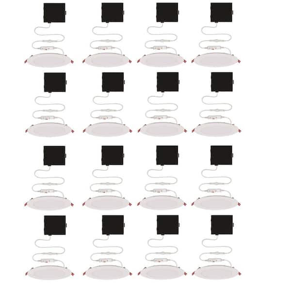 Commercial Electric Ultra Slim Integrated LED 6 in Round Adj Color Temp Canless Recessed Light for Kitchen Bath Living rooms, White 16-Pack