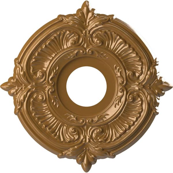 Ekena Millwork 13 in. O.D. x 3-1/2 in. I.D. x 3/4 in. P Attica Thermoformed PVC Ceiling Medallion, Universal Aged Metallic Vintage Gold