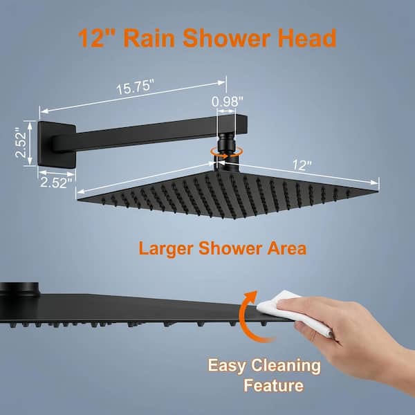Povucky 12 in. Shower System Single Handle 2-Spray Shower Faucet