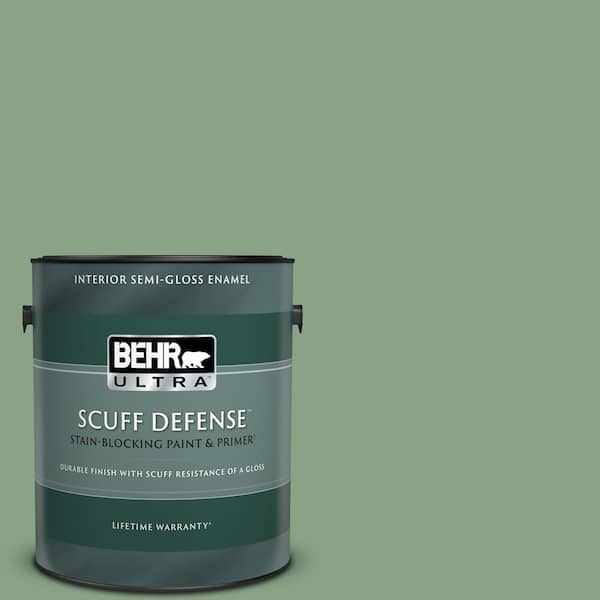 BEHR ULTRA 1 gal. #S400-5 Gallery Green Extra Durable Semi-Gloss Enamel Interior Paint & Primer