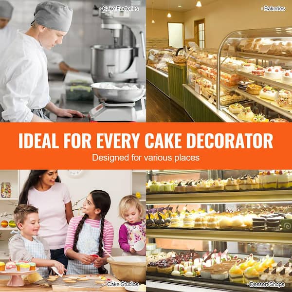 Cake Decorating Machine, 1 Piece, Aluminum Alloy, Classic Cake Pan Sets, Low Noise 25-320RPM Speed, 4-16 in. Cake, Pink