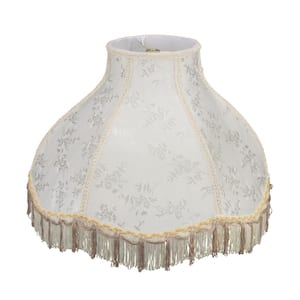17 in. x 12 in. Beige and Fringe Scallop Bell Lamp Shade