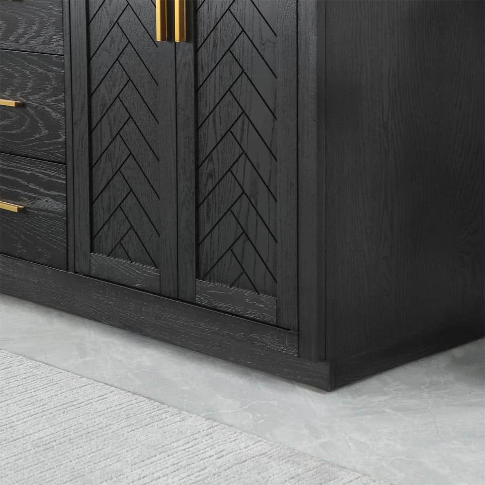 Gazsi 72" Brown Oak Double Bathroom Vanity with Composite Stone Top
