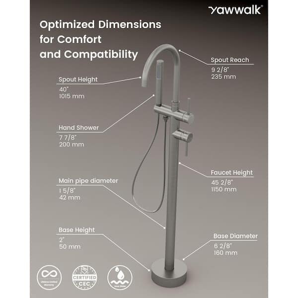 YAWWALK 2-Handles Freestanding Floor Mount Claw Foot Tub Faucets